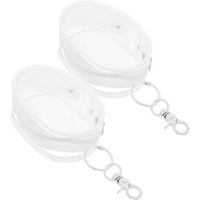 Toyvian 2pcs Clear Figure Display Bag with Keychain Portable Figures Storage Bag Doll Display Case Zipper Closure Hanging Collectibles Box Case Organizer White