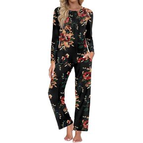 Women's Pajama Sets 2 Piece Lounge Long Sleeve Sleepwear Pjs Sets with Pockets