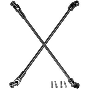 RC Free to Cut Length Universal Driveshaft Upgrades Part for 1/10 RC Crawler SCX10 I II III TRX4 Capra,LCG DIY Stainless Steel Universal Joint Drive Shaft,2PCS,Black