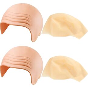 Unittype 4 Pcs Halloween Bald Caps Latex Head Skull Wig Cap Makeup Thick Bald Wig for Adults Men Fake Cosplay Costume Multicoloured
