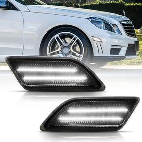 Bestview Side Marker Light Assembly Compatible for Infiniti G35 Coupe Skyline V35 2003-2007, White Front Bumper Lamps, Smoked Lens 2PCS