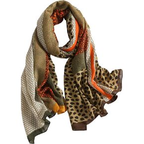 Women Cotton-linen Scarf Leopard Printed Scarves Shawl Wraps