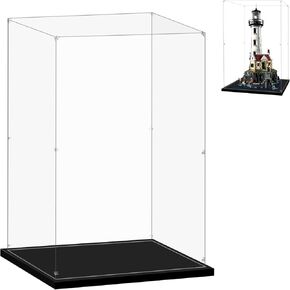 Acrylic Display Case for Lego 21335 Motorized Lighthouse, 11.81x11.81x22.83inches (30x30x58cm), Protect Your Collectibles from Dust with a Clear Showcase