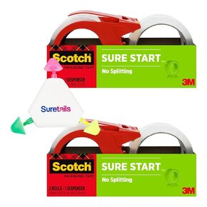 Bundle of Paper Scissor - 13cm - 24g - Green, and Sure Start Packaging Tape, 1.88 x 38.2 yd, Designed for Packing, Shi, Pack of 2
