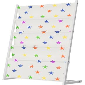 ZHOOGE Kids Bookshelf Book Rack Storage, Metal Book Rack Organizer Bookcase Bookstore Library Book Unit Storage Toddler Book Shelf Display for Nursery or Kids Room (5-Tier/ 30 in, White)