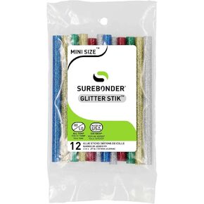 Surebonder Glitter Glue Sticks 4 " Assorted Colors Green Red Blue Gold Silver Bagged