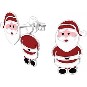 .925 Sterling Silver Christmas Santa Claus Jacket Earrings (Hypoallergenic)