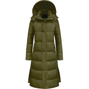 معطف شتوي طويل للسيدات من Chrisuno، سترة منتفخة دافئة مقاومة للرياح، سترة سميكة منتفخة مع غطاء للرأس in Kuwait