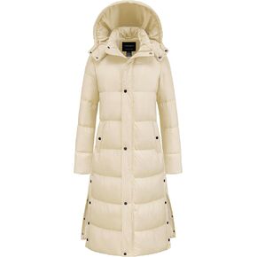 Chrisuno Women's Long Winter Coat Warm Windproof Quilted Puffer Jacket Thicken Puffy Parka With Hood
