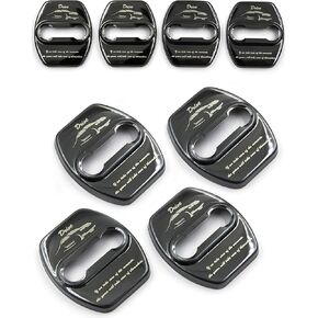 Stainless Steel Metal Car Door Striker Lock Latches Protector Cover Dress up Accessories (Pack of 4) Compatible with Hyundai, Compatible with Kia Vehicles (Black)