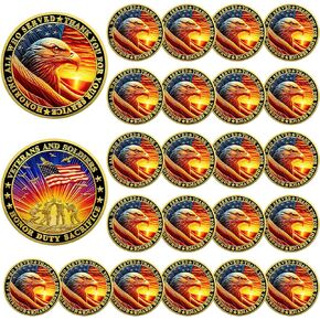 24 PCS Veterans Military Challenge Coin Honoring All Who Served Thank You for Your Service Coins Veteran Appreciation Veteran Gifts Bulk