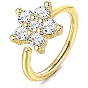 Cute CZ Flower Nose Ring Hoop for Women Men Crystal Star Cartilage Earring Body Piercing Jewelry Gifts 20G