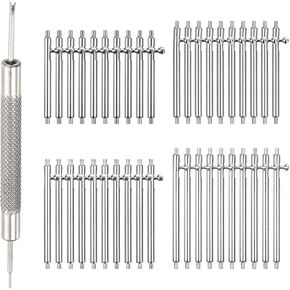 uxcell 40pcs 1.5 x 18 to 24mm Watch Spring Bar Pins Kit, 304 Stainless Steel Watch Band Link Pins Spring Bars Repair Tool for Metal Chain Leather Strap Watch, Silver