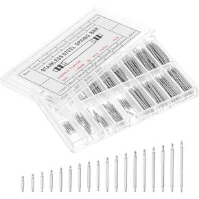 uxcell 360pcs 1.5 x 8 to 25mm Watch Spring Bar Pins Kit, Stainless Steel Watch Band Link Pins Spring Bars Repair Tool for Metal Chain Leather Strap Watch, Silver
