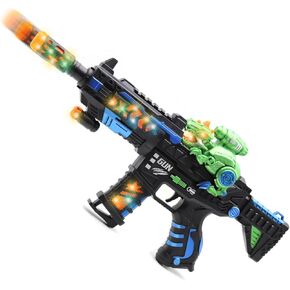 Light Up Toy Gun with Sound Effects for Kids, Unique Barrel Telescopic Action & Liftable Dinosaur Baby Toy Guns Make Noise, Christmas Birthday Gifts for Boys Girls(Batteries Not Included)