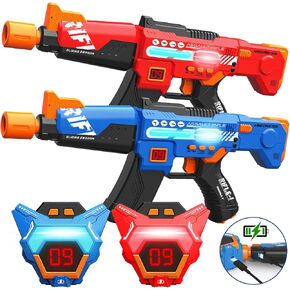 Rechargeable Laser Tag Guns Toys Set of 2 with Upgraded LED Digital Multi-Functional Vests Birthday Gifts for Kids Boys Girls 8 9 10 11 12+ Years Old Teens Adults Christmas Indoor&Outdoor Activities