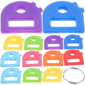 NUOBESTY 16Pcs Key Covers Silicone Caps for Keys Silicone Keys Cover Key Marking Caps Colored Key Markers