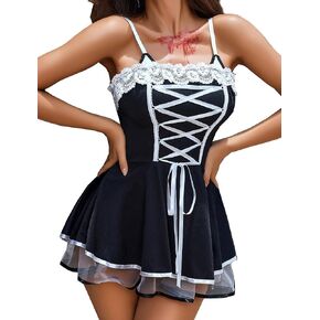 Avidlove Sexy Lingerie for Women Cosplay Lingerie Set Halloween Maid Costumes Roleplay Babydoll Lingerie Dress