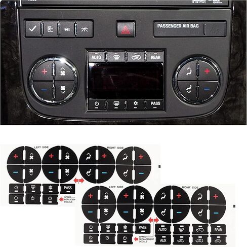 2 حزمة من ملصقات تزيين غطاء لوحة القيادة الداخلية لزر لوحة القيادة - إصلاح سريع، أزرار التحكم في مكيف الهواء الباهت، مجموعة إصلاح لوحة القيادة المتوافقة مع GMC Chevlolet Buick Saturn in Kuwait
