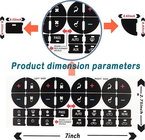 2 حزمة من ملصقات تزيين غطاء لوحة القيادة الداخلية لزر لوحة القيادة - إصلاح سريع، أزرار التحكم في مكيف الهواء الباهت، مجموعة إصلاح لوحة القيادة المتوافقة مع GMC Chevlolet Buick Saturn in Kuwait
