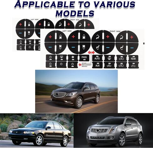 2 حزمة من ملصقات تزيين غطاء لوحة القيادة الداخلية لزر لوحة القيادة - إصلاح سريع، أزرار التحكم في مكيف الهواء الباهت، مجموعة إصلاح لوحة القيادة المتوافقة مع GMC Chevlolet Buick Saturn in Kuwait