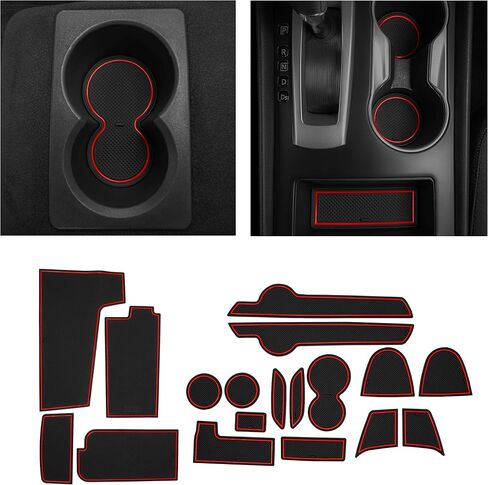 CupHolderHero fits Nissan Altima Accessories 2013-2018 Premium Custom Interior Non-Slip Anti Dust Cup Holder Inserts, Center Console Liner Mats, Door Pocket Liners 18pc Set (Red Trim) in Saudi Arabia