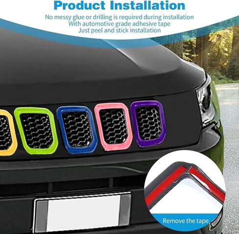 for Compass Front Grille Insert Cover Trim Frame Compatible with Jeep Compass 2021 2022 2023 Rainbow Exterior Accessories 7pcs in Saudi Arabia