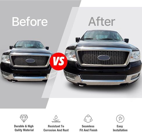 APS Premium Stainless Steel Black Mesh Grille Insert Compatible with Ford F-150 2004-2005 Lower Bumper N19-H15357F in Saudi Arabia