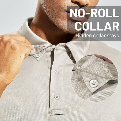 MIER Men's Outdoor Performance Tactical Polo Shirts Short and Long Sleeve, Moisture-Wicking in Kuwait