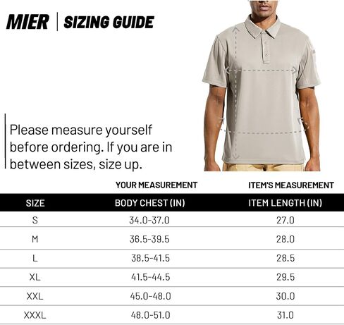 MIER Men's Outdoor Performance Tactical Polo Shirts Short and Long Sleeve, Moisture-Wicking in Kuwait