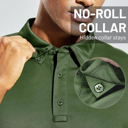 MIER Men's Outdoor Performance Tactical Polo Shirts Short and Long Sleeve, Moisture-Wicking in Kuwait