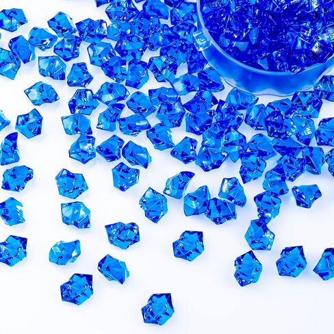 Fake Crushed Ice Rocks, 150 Pcs Acrylic Ice Cubes Crystals Fake Diamond Decoration Plastic Ice Cubes Gems Vase Fillers for Home Decoration Wedding Arts Crafts Display (Navy Blue) in Saudi Arabia