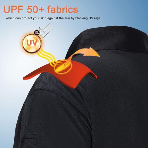 MIER Men's Outdoor Performance Tactical Polo Shirts Short and Long Sleeve, Moisture-Wicking in Kuwait