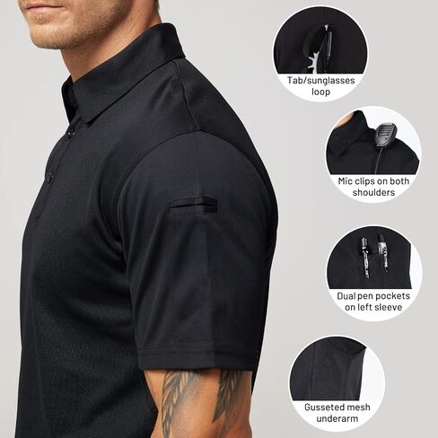 MIER Men's Outdoor Performance Tactical Polo Shirts Short and Long Sleeve, Moisture-Wicking in Kuwait