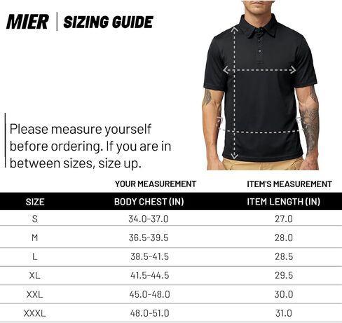 MIER Men's Outdoor Performance Tactical Polo Shirts Short and Long Sleeve, Moisture-Wicking in Kuwait