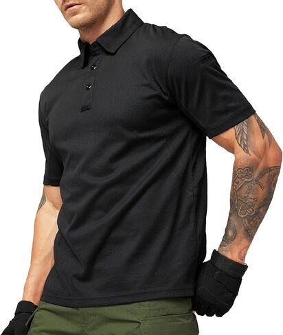 MIER Men's Outdoor Performance Tactical Polo Shirts Short and Long Sleeve, Moisture-Wicking in Kuwait