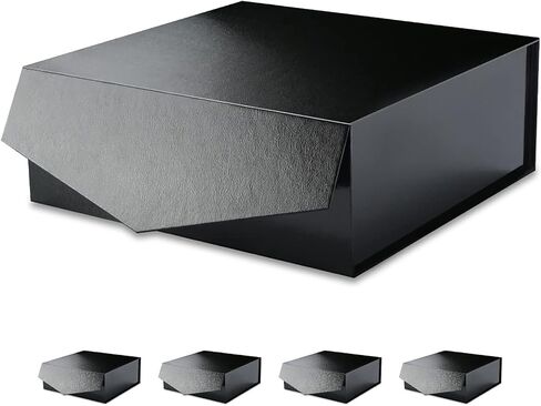 6 Gift Boxes with Lids, Large Christmas Gift Boxes 9x9x3.4 Inches, Black Gift Boxes, Groomsmen Proposal Boxes with Magnetic Closure for Thanksgiving Day (Grass Texture Black) in Kuwait