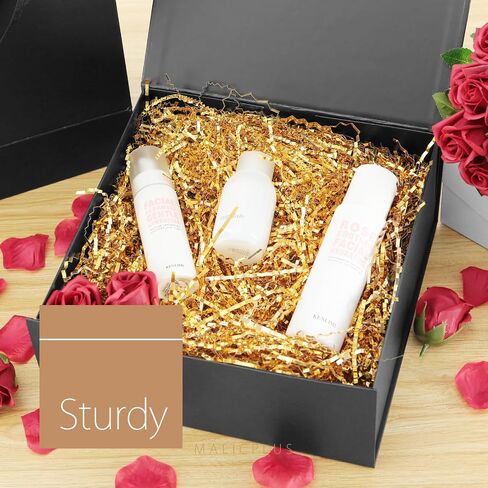 6 Gift Boxes with Lids, Large Christmas Gift Boxes 9x9x3.4 Inches, Black Gift Boxes, Groomsmen Proposal Boxes with Magnetic Closure for Thanksgiving Day (Grass Texture Black) in Kuwait