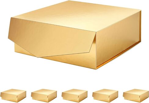 6 Gift Boxes with Lids, Large Christmas Gift Boxes 9x9x3.4 Inches, Black Gift Boxes, Groomsmen Proposal Boxes with Magnetic Closure for Thanksgiving Day (Grass Texture Black) in Kuwait
