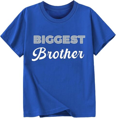 Biggest/Bigger/Big Brother Shirt for Toddler Boys Cotton Short Sleeve Tshirts Announcement Outfit 2-9 Years in Kuwait