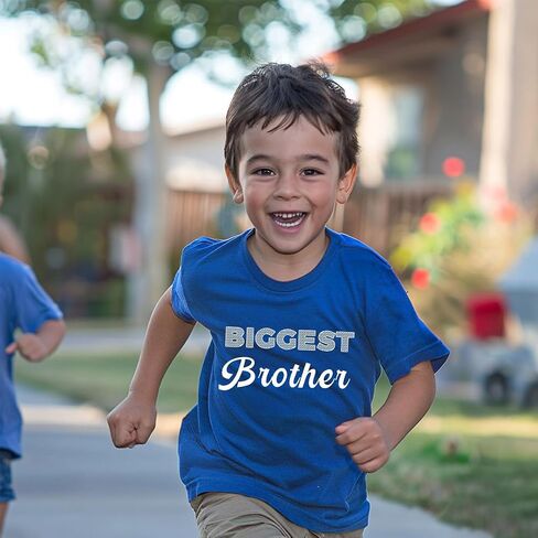 Biggest/Bigger/Big Brother Shirt for Toddler Boys Cotton Short Sleeve Tshirts Announcement Outfit 2-9 Years in Kuwait