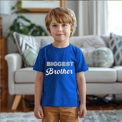 Biggest/Bigger/Big Brother Shirt for Toddler Boys Cotton Short Sleeve Tshirts Announcement Outfit 2-9 Years in Kuwait