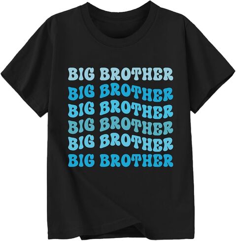 Biggest/Bigger/Big Brother Shirt for Toddler Boys Cotton Short Sleeve Tshirts Announcement Outfit 2-9 Years in Kuwait
