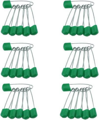 60 Count Plastic Safety Pins 1.57 Inch Plastic Head Stainless Steel Diaper Pins for Handcrafts DIY (Green) in Saudi Arabia