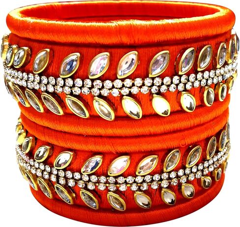 GOELX Silk Thread Kundan Bangles Handmade Traditional & Ethnic Indian Style for Wedding Anniversary & Festive Celebrations in Saudi Arabia