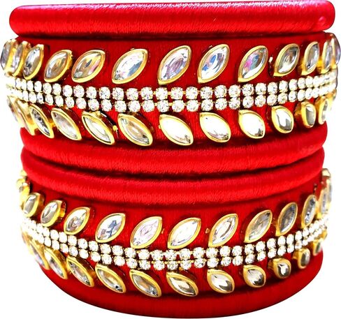 GOELX Silk Thread Kundan Bangles Handmade Traditional & Ethnic Indian Style for Wedding Anniversary & Festive Celebrations in Saudi Arabia