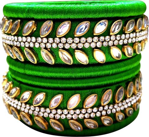 GOELX Silk Thread Kundan Bangles Handmade Traditional & Ethnic Indian Style for Wedding Anniversary & Festive Celebrations in Saudi Arabia