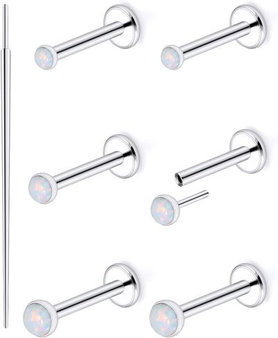 Ftovosyo 20G 18G Threadless Push in Nose Rings Studs Surgical Steel Pushin Nose Stud 2mm 2.5mm 3mm Round Opal Nose Piercing Jewelry for Women Men in Kuwait