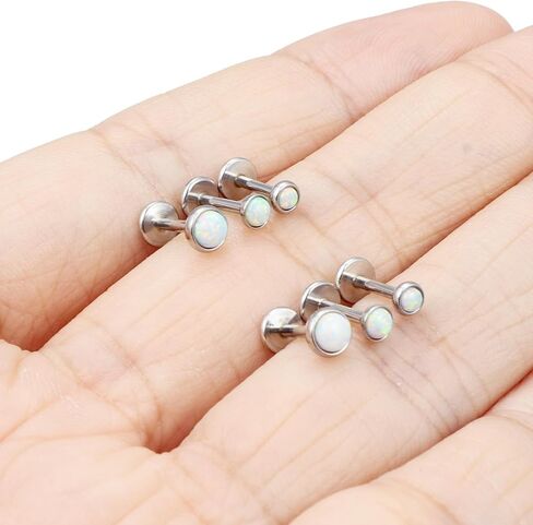 Ftovosyo 20G 18G Threadless Push in Nose Rings Studs Surgical Steel Pushin Nose Stud 2mm 2.5mm 3mm Round Opal Nose Piercing Jewelry for Women Men in Kuwait