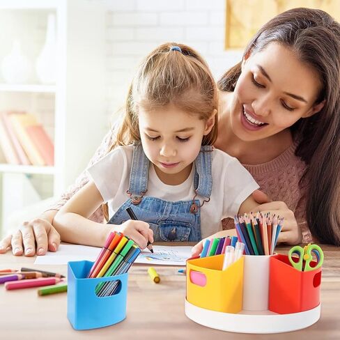 علبة تنظيم تخزين مستلزمات فنية دوارة 360 درجة من EXOFC للأطفال، وتخزين أقلام التلوين وحامل أقلام الرصاص للمكتب، وتخزين مستلزمات الفنون للأطفال، وتنظيم الفصول الدراسية والتخزين للمعلمين in Kuwait